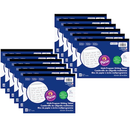 Pacon Multi-Program Handwriting Tablet, 10.5" x 8", 40 Sheets/Tablet, PK12, Recommended Grade: 1-2 2481